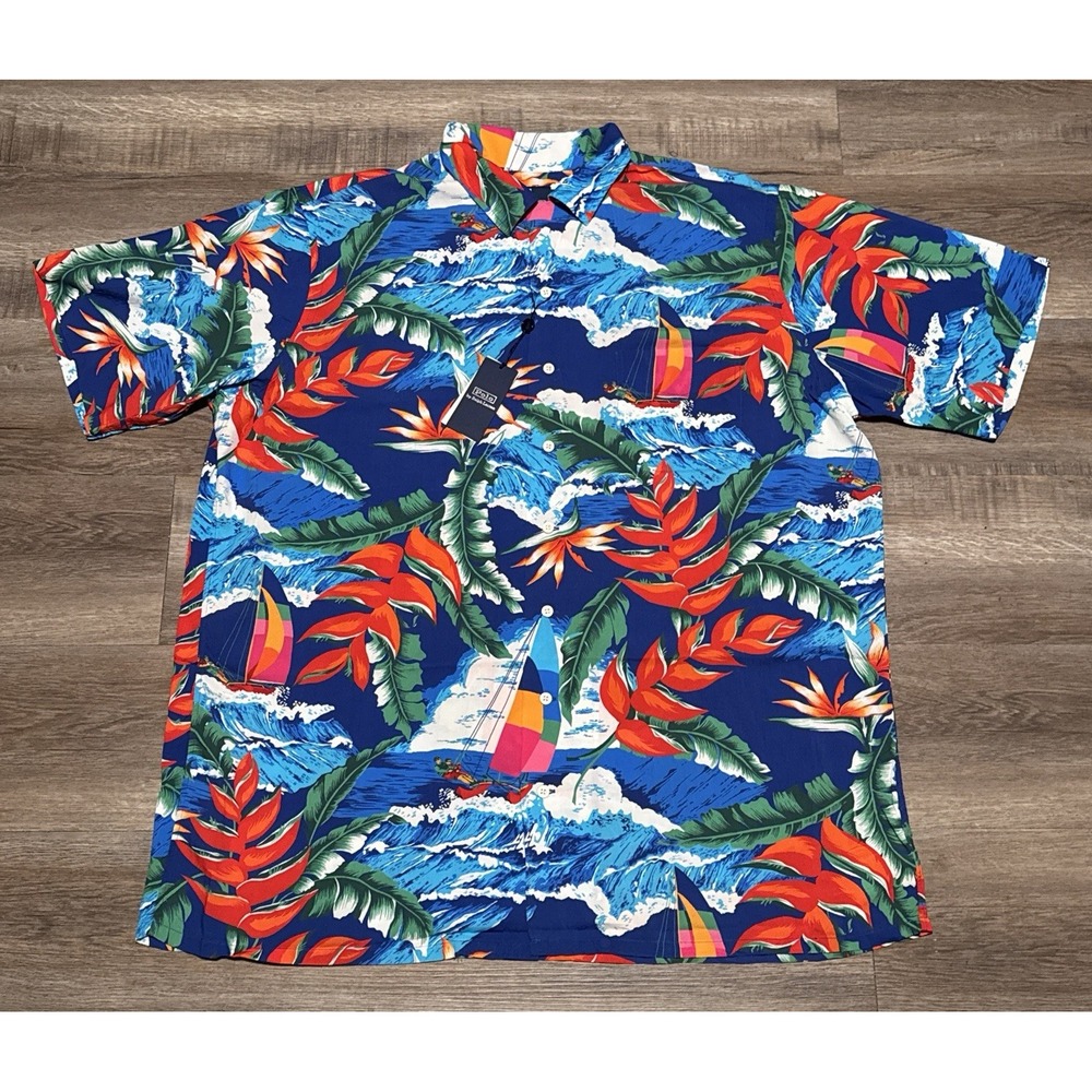 NEW Polo Ralph Lauren Men's Size XLT Viscose Hoffman Camp Hawaiian Shirt TALL